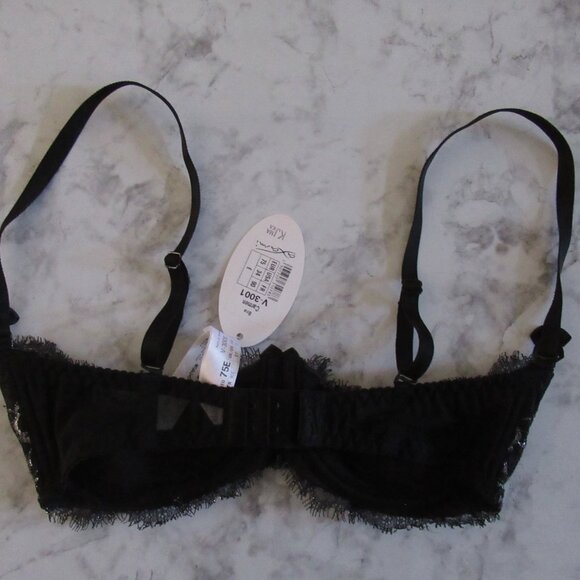 New Axami Bra 34E Black Lace Half Cup Carmen Underwire Back Closure - Picture 2 of 6